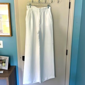 White High waisted wide leg linen like pants